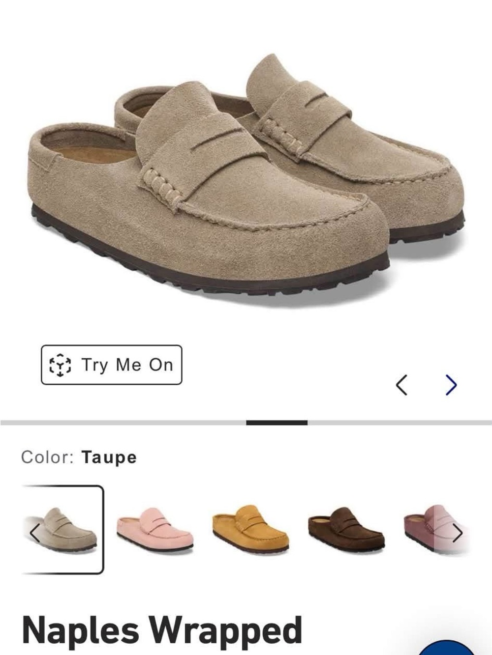 Birkenstock Naples Wrapped Slip-On Loafers Taupe Suede size 43 (USA 10-10.5)